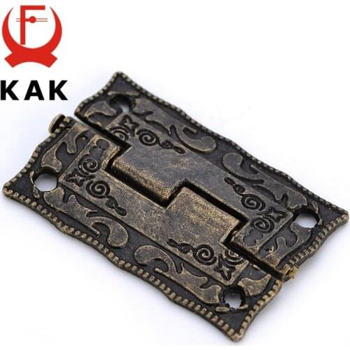 10PCS KAK Antique Bronze Hinges Cabinet Door Drawer Decorative Mini Hinge For Jewelry Storage Wooden Box Furniture Hardware