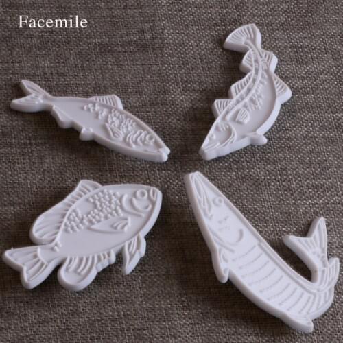 Gift 4PCS/Set Plastic carp fish cookie stamp mold biscuit cutter baking fondant mould DIY cake decorating tools 04073