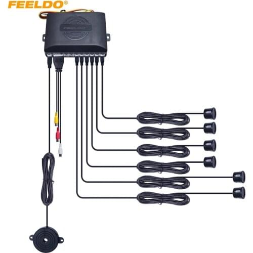 FEELDO Car 22mm 6-Sensor Front/Back Rearview Visual Video Parking Sensor Backup Radar System #HQ2656