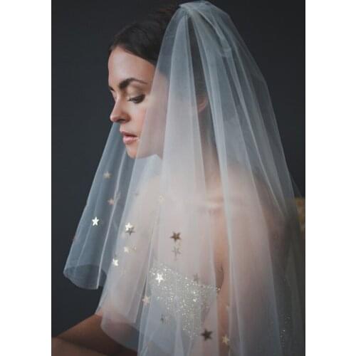 White Pure Simple Style Star Veil Bride Short Wedding Veils Tulle Pretty Hair Accessories Bridal Wedding Veil