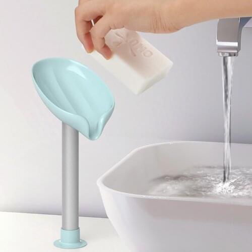 Leaf-shaped Soap Holder Soap Dish Perforated Free Standing Suction Cup Drain Rack Toilet Laundry Soap Box Bathroom Accessories