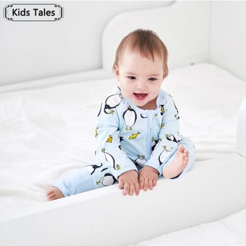 Kids Tales Newborn Baby Jumpsuit New Arrival Cute Penguin Print Rompers with Double Zipper Sliders for Baby Girls Boys SR372