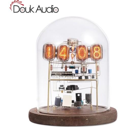 Douk Audio Retro IN-12 Nixie Tube Clock Kit DIY / Assembled Table Clock for Home Decor Gift W/ Round Glass Case