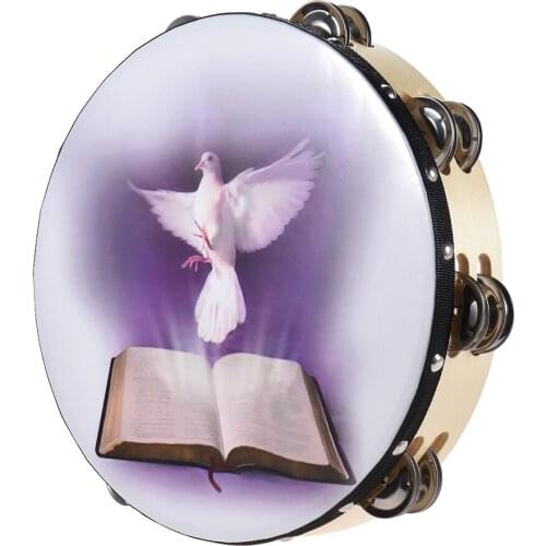 10" Double Row Jingle Tambourine Handbell Clap Drum Percussion Instrument for Children Kids Educational Toys Christmas Gift