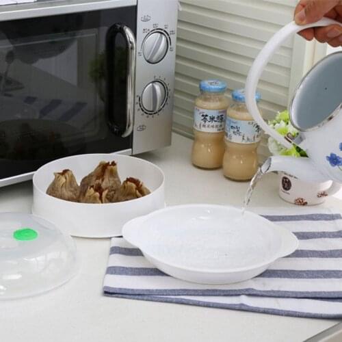 YYSD European Single Layer Plastic Steamer Microwave Oven Steamer Round Plastic Microwave Oven With Lid Kitchen Cooking Tools