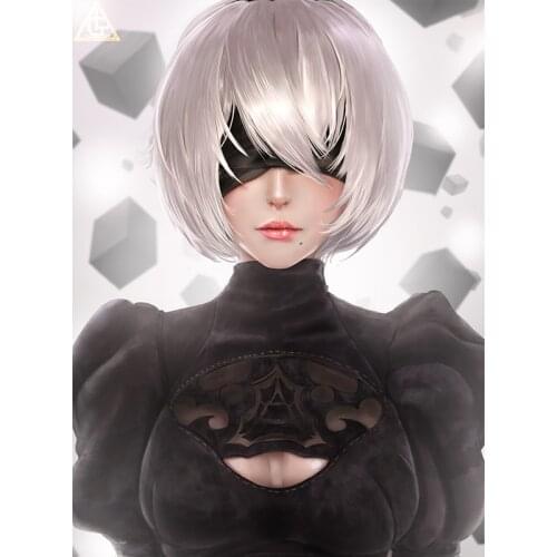 Print Canvas anime Black and white Neil 2B Sexy Girl Art Poster 40x60 50x70 60x90 Custom Living Room Bedroom home decor painting