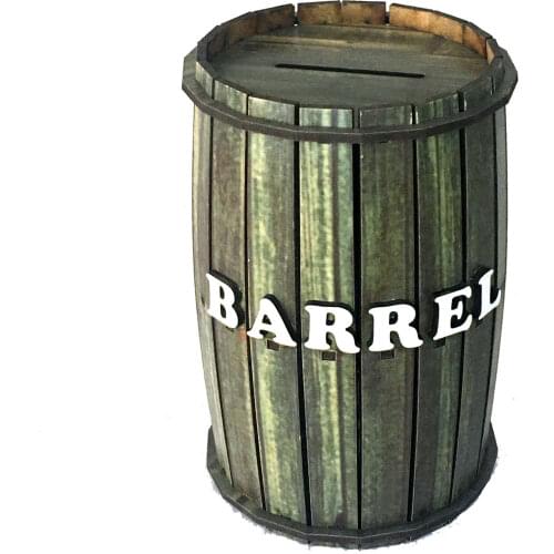 Barrel Money Box Piggy Bank Handmade Barrel Wood Safe Money Bank Green