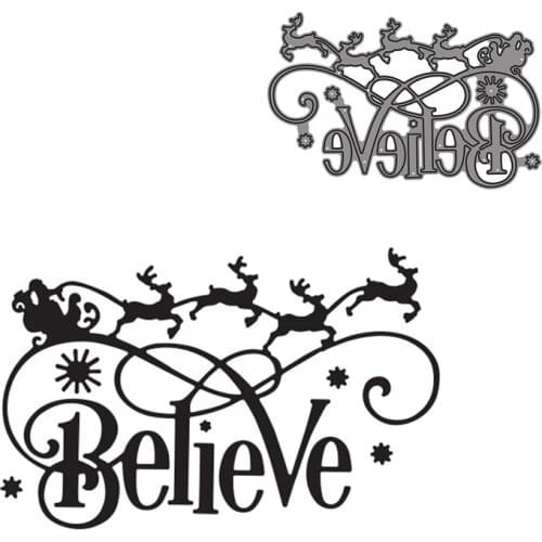 Believe In Christmas Decorative Embossing Papercard Crafts Die 2021 Believe Word Metal Cutting Dies New Scrapbook Die Cuts