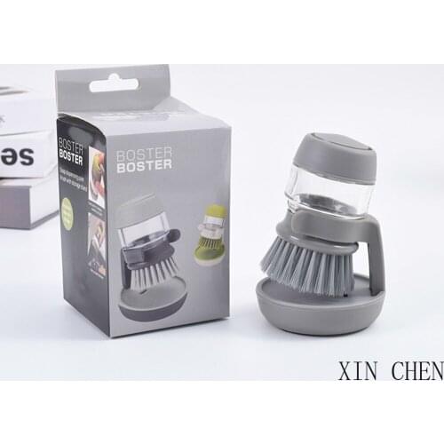 Kitchen cleaning tools dishwashing brush liquid soap dispenser pan pot cleaning brush oil remover long handle sponge dispenser