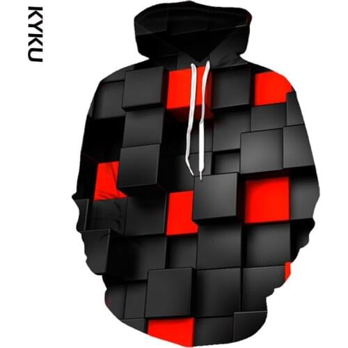 KYKU mens hoodies New Fashion hoodie harajuku Style Men/Women Jacket Red square 3d Printed hoodies Sweatshirt tops