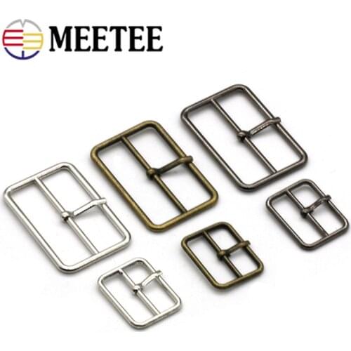 Meetee 5pcs 20-50mm Metal Belt Buckle Belt Windbreaker Adjustable Pin Buckles DIY Strap Webbing Slider Hook Adjust Decor Clasp