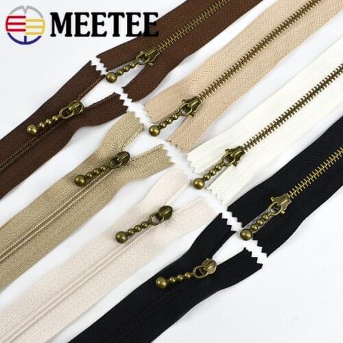 20pcs Meetee 3# Bronze Metal Zippers 15/20/30/40cm Closed-end Auto-lock Zip for Bags Purse Clothing Pocket Sewing Accessories