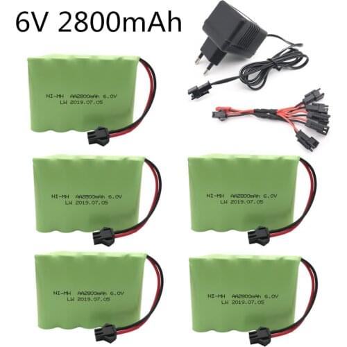6V 2800mah NIMH NI-MH Battery Pack With Charger For RC Toy Car Boat GUN TANK Truck Trains RC Toy Model 6V Ni-MH Battery AA