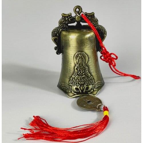 Elaborate Chinese Collectible Home Decoration Metal Tibetan Buddhism Temple Auspicious Bell Statue