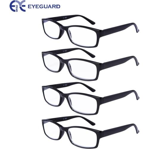 EYEGUARD READERS 4 Pairs of The Unisex Spring Hinge Readers Fit for Men and Women Reading Glasses