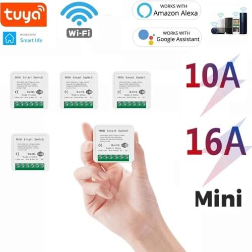 10A 16A MINI Wifi Smart Switch Timer Wireless 2 Way Control Smart Home Automation Module With Tuya Alexa Google Home Smart Life