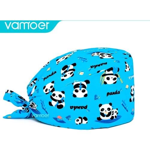 Dental surgery cap Unisex cotton adjustable scrubs caps Elastic pet grooming hats Floral printing hat working cap beauty caps