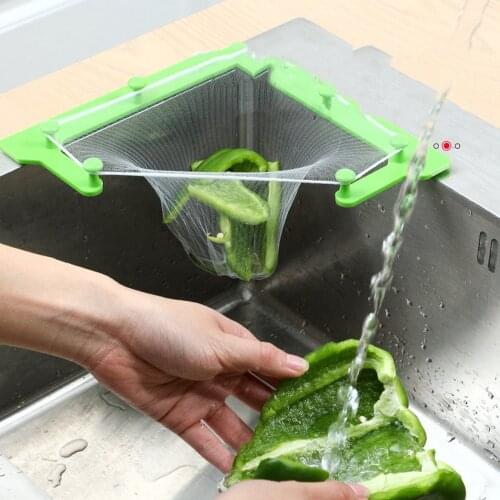 Kitchen Triangular Sink Strainer Drain Vegetable Fruit Drainer Basket Suction Cup Rack For Kitchen Storage Sink Filter Shelf