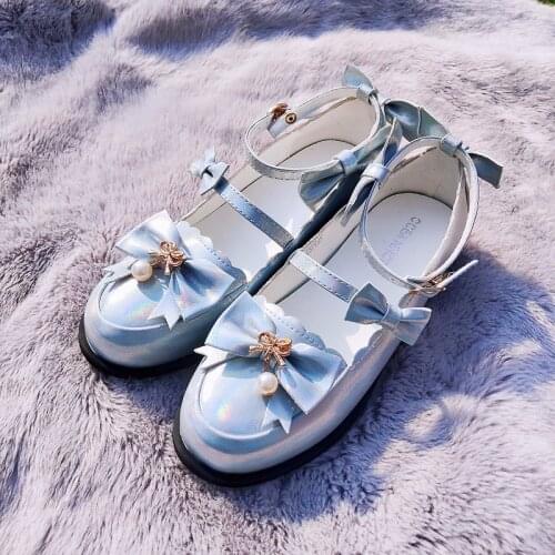 Slim Bow Student Girls Female Kawaii Tea Party Japanese Cute Anime Lolita Shoes Harajuku Jk Uniform Shoe Feminine Buckle Cosplay