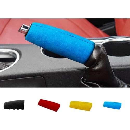 Suede warp Car HandBrake Cover Sleeve Sticker For Mustang 2015-2020 Interior Trim Anti-slip Accessories Hand Brake Case
