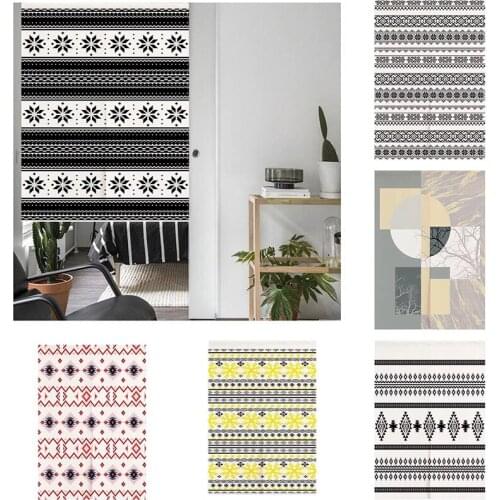 Geometric Fabric Curtain Bedroom Geomantic Door Curtain Bathroom Half Panel Curtain Partition Blackout Curtain Home Decoration