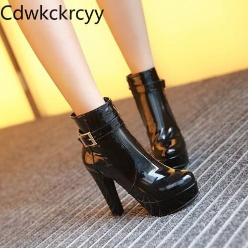 Winter The New fashion Round head High heel 12CM Martin boots red Sexy Plus cashmere Keep warm High heel Women boots size 34-43