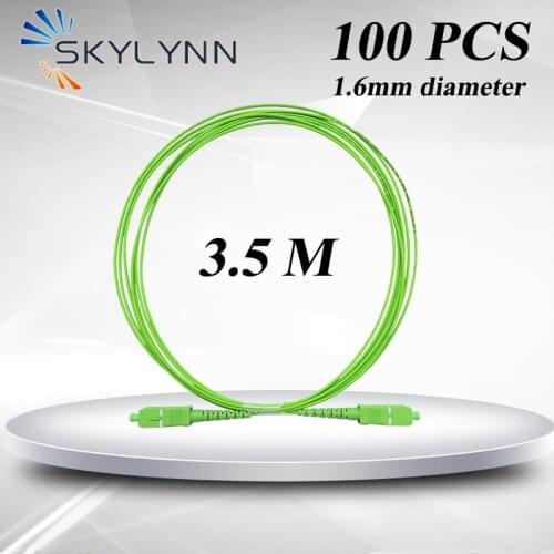 100Pcs/Carton 3.5 Meter SC/APC-SC/APC SM G657A2 SX Core 1.6mm Diameter Green LSZH Jacket Fibre Optic Patch Cord jarretières