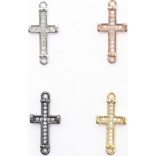 19*9mm cross micro pave cz zircon cubic zirconia beads DIY Copper necklace charm bracelet connectors accessories erft23