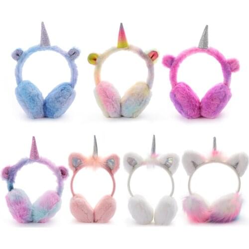 2019 New Fashion Winter Ear Muffs Kids Lovely Thicken Plush Unicorn Warmer Earmuffs Oreille New Ear Cover Oorwarmers Dames