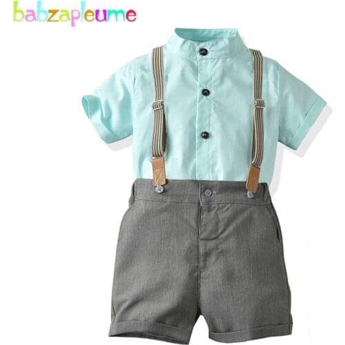 3PCS Summer Toddler Outfits Fashion Gentleman Cotton Baby T-shirt+Shorts+Straps Infant Boys Clothes For Kids Clothing Set BC1847