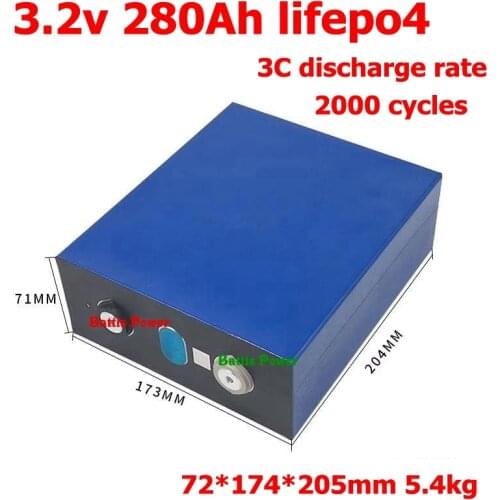 4pcs 3.2V 280Ah 300Ah Lifepo4 lithium battery 3C discharge for 12v RV EV mortorcycl Solar System Lithium battery pack diy