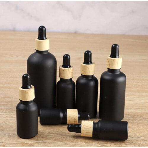 Dropper Bottle Tubes Frosted Black Glass Aromatherapy Refillable Bottle For Essential Massage Oil Pipette Container
