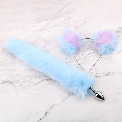 Anus Dilator With Cat Ears Headbands Anal Plug Sex Toys For Women Men Couples Smooth Touch Soft Fox Tail Metal Butt Plug Cute
