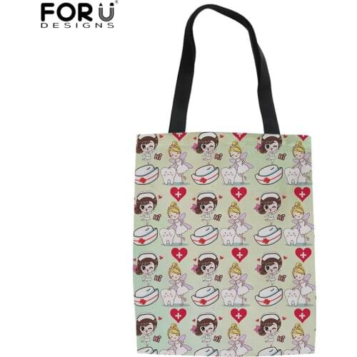 FORUDESIGNS Brand Designer Eco Friendly Handbags For Womens Medical Nursing Nrse Design Reusable Foldable Canvas Shopping Bags
