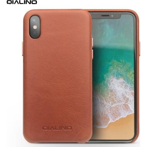QIALINO Business Style Genuine Leather Case for Apple for iPhone X Fashion Luxury Handmade Ultra Thin Back Cover for iPhone X