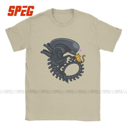 Alien Weyland Yutani Corporation T-Shirt Men Xenomorph Cuddles Novelty Pure Cotton Tees O Neck Short Sleeve T Shirt Plus Size