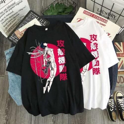 Ghost In The Shell Graphic t shirts Y2k Kawaii Clothes Plus Size Women Clothing Anime Goth Summer Clothes Harajuku Aesthetic