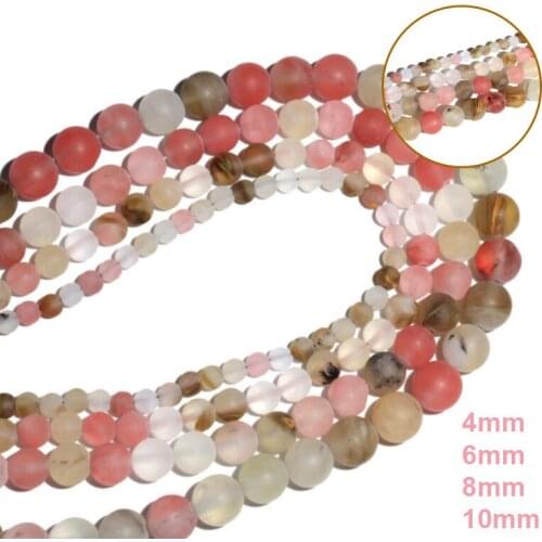 Matte Colorful Volcano Cherry Quartz Round Loose Stone Beads DIY Bracelet Necklace Jewelry Making 6/10mm