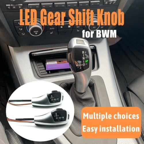 Modified Automatic Replacement Silver Led Gear Shift Knob for BMW 1 Series 2004-2010 E81 E87 E82 E88 LHD Carbon Fiber Pattern