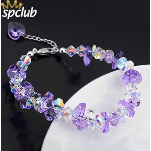 Fashion Crystals from Swarovski Bracelet & Bangle Colorful Gems Pulseras Mujer Charm Bracelet For Women Bridal Wedding Jewelry