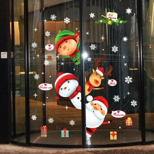 DIY Merry Christmas Wall Stickers Showcase Window Glass Festival Decals Santa Murals New Year Christmas Decorations for Home