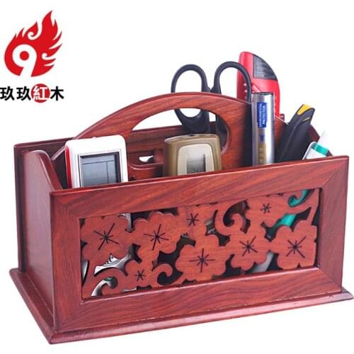 Desktop remote control high-grade mahogany wood rosewood storage box finishing debris box multifunctional living room coffee tab