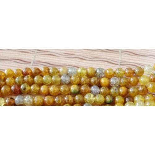 Natural Tourmaline tea Yellow and black dragon pattern Round Spacers Loose Beads For Jewelry Making DIY Bracelets