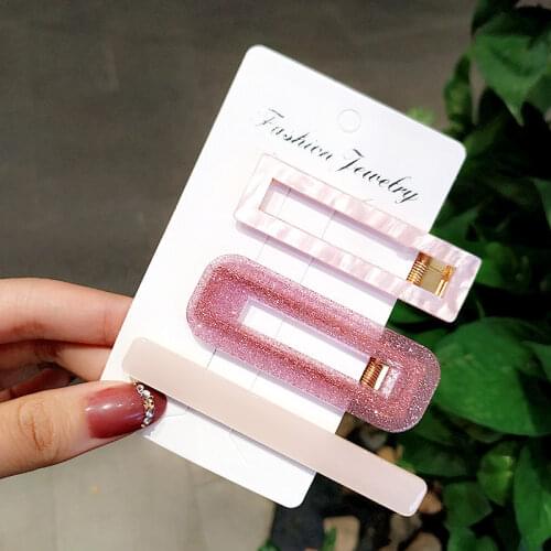 New Fashion Candy Colors Acetate Geometric Hair Clips for Women Girls Headband Sweet Hairpins Barrettes Hair Accessories Set