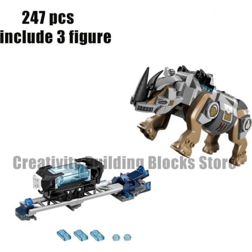 2021 New Superhero Serices Classic Movie 10836 Rhino Battle Model Set Building Blocks Childrens Toys Christmas birthdayGifts