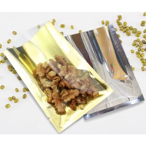 New Open Top Gold Aluminizing Packaging Bag Powder Food Coffee Vacuum Bag One Side Clear Translucent Gold Open Top Sealing Bag