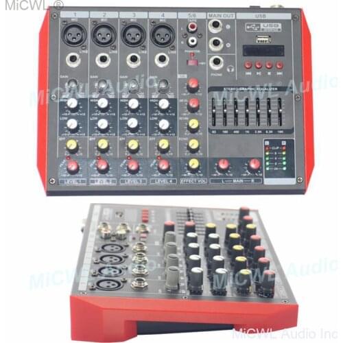 MG6 Bluetooth Portable Audio Mixer USB DJ Sound Mixing Console MP3 Jack 6 Channel Karaoke 48V Karaoke KTV Party