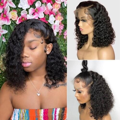 Pre Plucked 13x4 Lace Front Human Hair Wig Curly Lace Front Wig For Women Brazilian Remy 4x4 Lace Closure Wig Natural Color 180