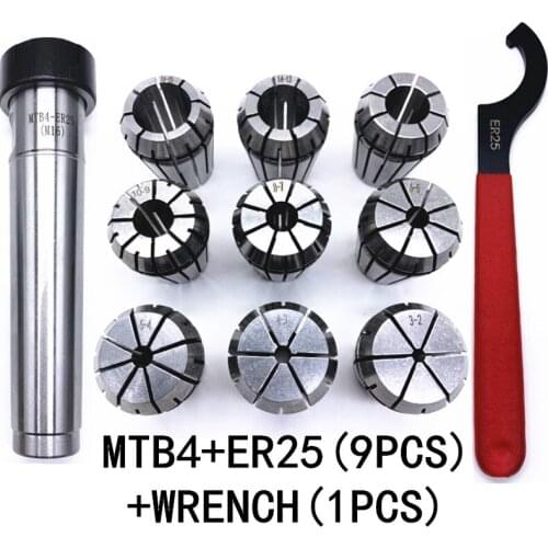 ER25 Spring Clamps 9PCS MT2 ER25 M12 1PCS ER25 Wrench 1PCS Collet Chuck Morse Holder Cone For CNC Milling Lathe tool