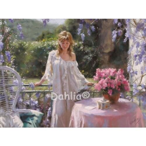 Handmade Elegant Woman in the garden Needlework Embroidery DIY Cross Stitch Kits Crafts 14CT Unprinted Home decor wall Arts